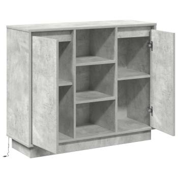 Sideboard mit LED in Beton Grau 90x32x75 cm aus Holzwerkstoff