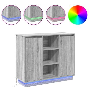 Sideboard mit LED Grau Sonoma 90x32x75 cm Holzwerkstoff