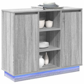 Sideboard mit LED Grau Sonoma 90x32x75 cm Holzwerkstoff