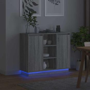 Sideboard mit LED Grau Sonoma 90x32x75 cm Holzwerkstoff
