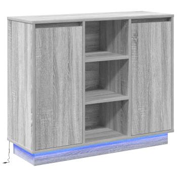Sideboard mit LED Grau Sonoma 90x32x75 cm Holzwerkstoff