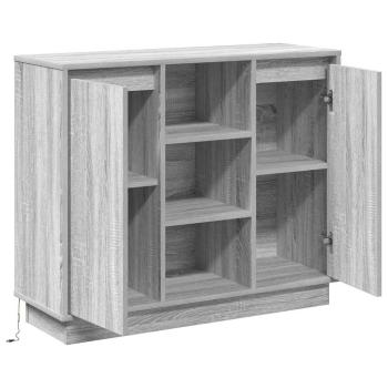 Sideboard mit LED Grau Sonoma 90x32x75 cm Holzwerkstoff