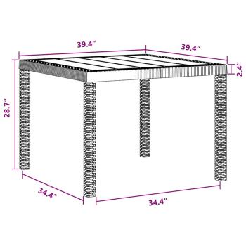 Gartentisch Anthrazit 100x100x73 cm Poly Rattan