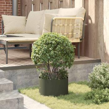 Olivgrüner Metalltopf Olivgrün Metall Mittel Pflanzer