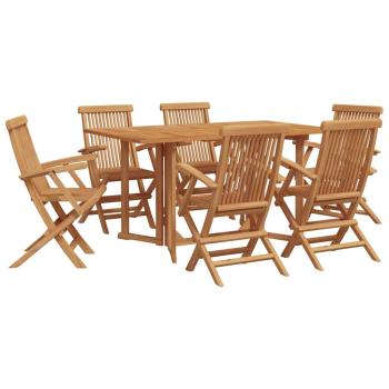 7-teiliges Garten Essset aus massivem Holz Teak