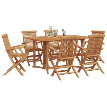 7-teiliges Garten Essset aus massivem Holz Teak