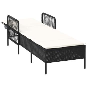 Sonnenliege Schwarz und Creme PE-Rattan 157 x 55 x 92 cm