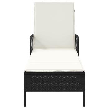 Sonnenliege Schwarz und Creme PE-Rattan 157 x 55 x 92 cm