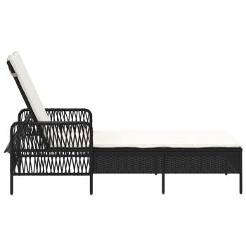 Sonnenliege Schwarz und Creme PE-Rattan 157 x 55 x 92 cm