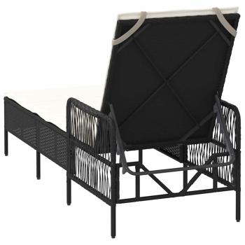 Sonnenliege Schwarz und Creme PE-Rattan 157 x 55 x 92 cm