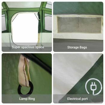 Familienzelt mit Fenstern Kuppel Grün 10-Personen Wasserdicht