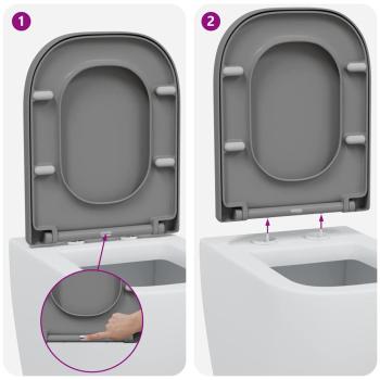 Toilettendeckel mit Schnellverschluss und sanftem Schließen Duroplast Grau