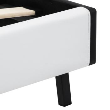 Bettgestell mit LED Weiß und Schwarz Kunstleder 90×200 cm