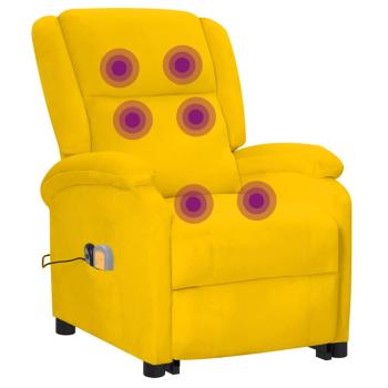 Massagesessel mit Aufstehhilfe Gelb Samt