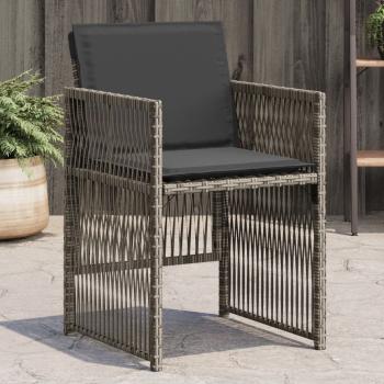 ARDEBO.de - Gartenstühle mit Kissen 4 Stk. Grau Poly Rattan