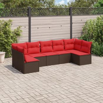 ARDEBO.de - 7-tlg. Garten-Sofagarnitur mit Kissen Braun Poly Rattan