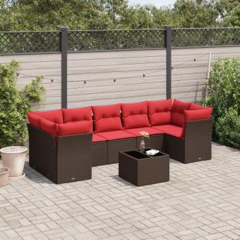 ARDEBO.de - 8-tlg. Garten-Sofagarnitur mit Kissen Braun Poly Rattan