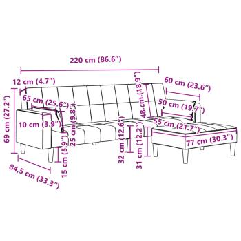 Schlafsofa 2-Sitzer mit Fußhocker Blau Samt