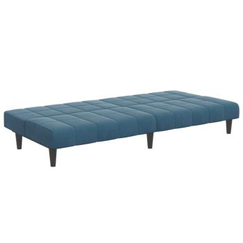 Schlafsofa 2-Sitzer mit Fußhocker Blau Samt