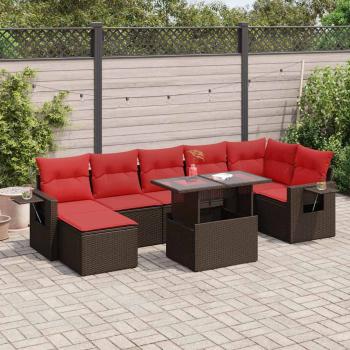 ARDEBO.de - 8-tlg. Garten-Sofagarnitur mit Kissen Braun Poly Rattan Akazie
