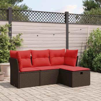 ARDEBO.de - 4-tlg. Garten-Sofagarnitur mit Kissen Braun Poly Rattan