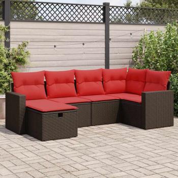 ARDEBO.de - 6-tlg. Garten-Sofagarnitur mit Kissen Braun Poly Rattan