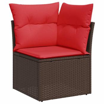 6-tlg. Garten-Sofagarnitur mit Kissen Braun Poly Rattan