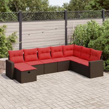 ARDEBO.de - 8-tlg. Garten-Sofagarnitur mit Kissen Braun Poly Rattan