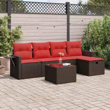 ARDEBO.de - 6-tlg. Garten-Sofagarnitur mit Kissen Braun Poly Rattan