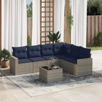 ARDEBO.de - 7-tlg. Garten-Sofagarnitur mit Kissen Grau Poly Rattan