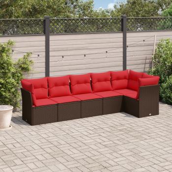 ARDEBO.de - 6-tlg. Garten-Sofagarnitur mit Kissen Braun Poly Rattan