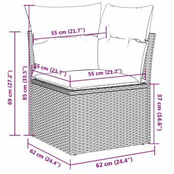 6-tlg. Garten-Sofagarnitur mit Kissen Braun Poly Rattan