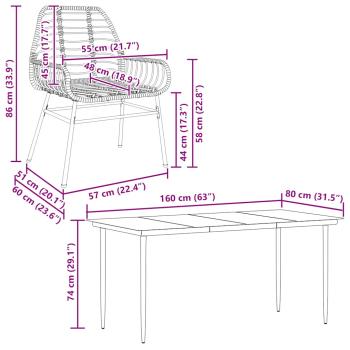 5-teiliges Garten-Esszimmerset Braunes Polyrattanglas