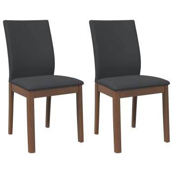Esszimmerstühle mit Kissen 2 Stk. Braun Massivholz Gummibaum