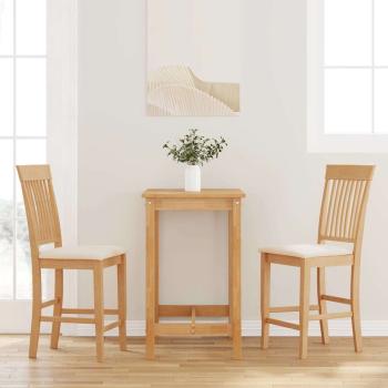 ARDEBO.de - Barhocker mit Kissen 2 Stk. Natur Massivholz Gummibaum