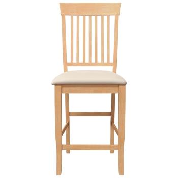 Barhocker mit Kissen 2 Stk. Natur Massivholz Gummibaum