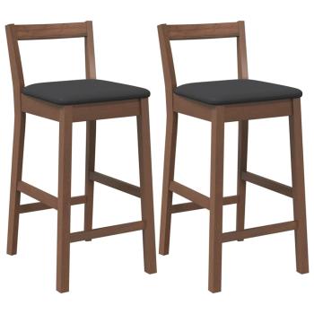 Barhocker mit Kissen 2 Stk. Braun Massivholz Gummibaum