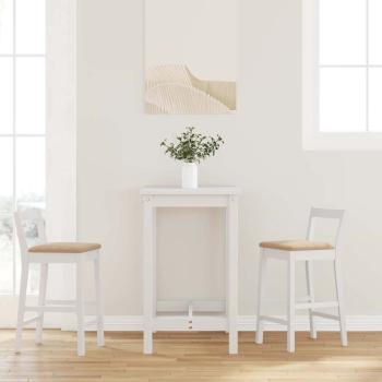 ARDEBO.de - Barhocker mit Kissen 2 Stk. Weiß Massivholz Gummibaum