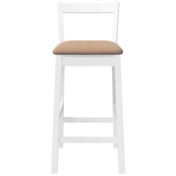 Barhocker mit Kissen 2 Stk. Weiß Massivholz Gummibaum