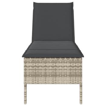 Sonnenliege mit Auflage Hellgrau 55x200x44 cm Poly Rattan
