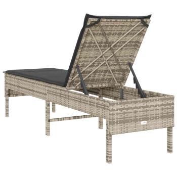 Sonnenliege mit Auflage Hellgrau 55x200x44 cm Poly Rattan