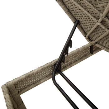 Sonnenliege mit Auflage Hellgrau 55x200x44 cm Poly Rattan