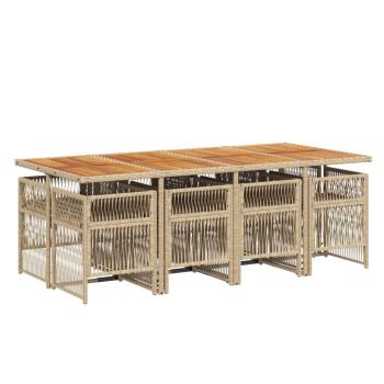 9-tlg. Garten-Essgruppe mit Kissen Beige Poly Rattan