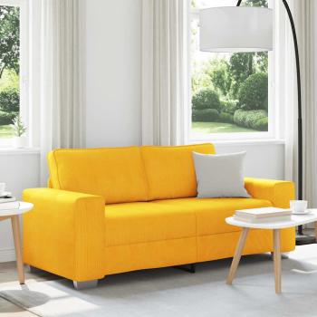 ARDEBO.de - Zweisitzer-Sofa Hellgelb 140 cm Cordstoff