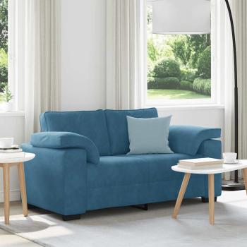 ARDEBO.de - Zweisitzer-Sofa Blau 120 cm Samt