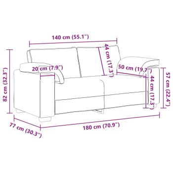 Zweisitzer-Sofa Rosa 140 cm Samt