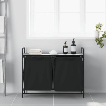 Wäschekorb 2 Fächer mit Ablage Grau Sonoma