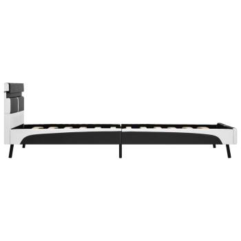 Bettgestell mit LED Grau Kunstleder 90×200 cm