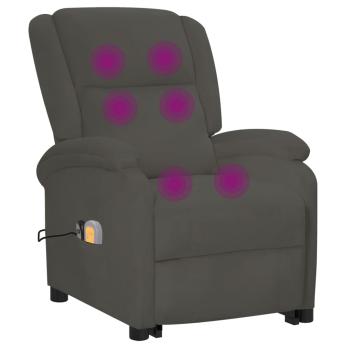 Massagesessel mit Aufstehhilfe Dunkelgrau Samt