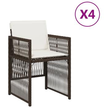 Gartenstühle mit Kissen 4 Stk. Braun Poly Rattan